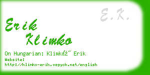 erik klimko business card